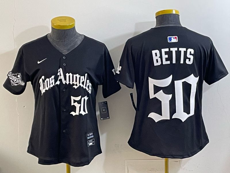 Women Los Angeles Dodgers #50 Betts Black 5th Jointly Name 2026 Nike MLB Jersey style 03
